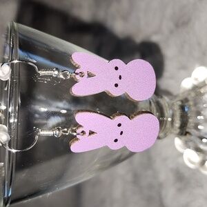 Cute Purple Bunny Peeps Earrings‎ Handmade NWOT